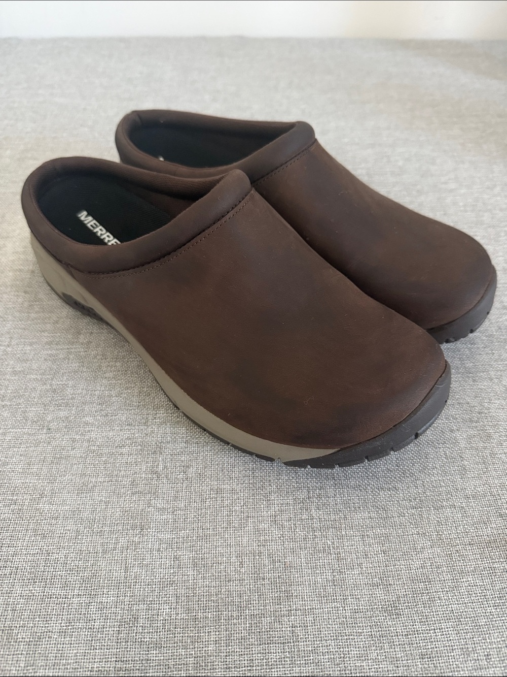 Merrell Encore Nova Brown Leather Comfort Mules Clogs Slip On Shoes 9.5W
